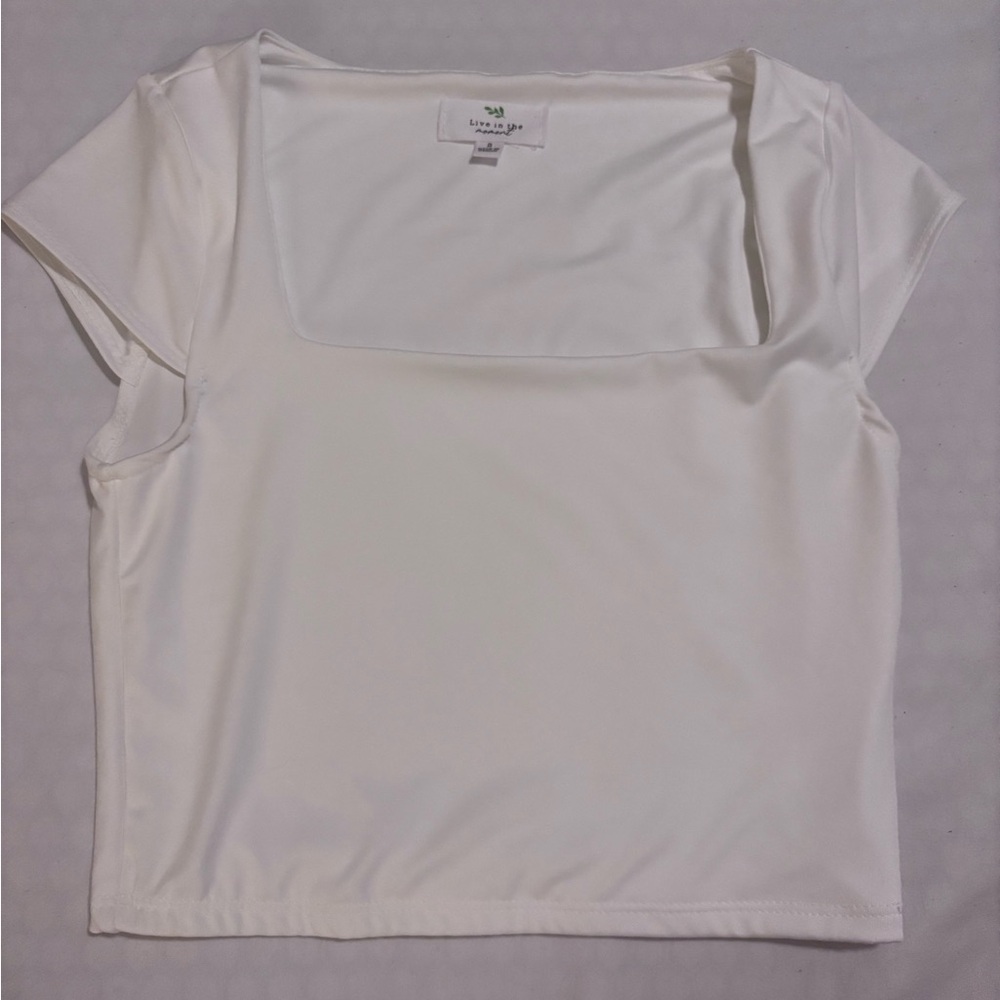 White Fitted Cap Sleeve Blouse